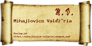Mihajlovics Valéria névjegykártya